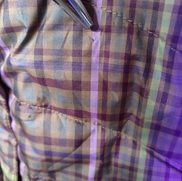 Lands End Sleeveless Vest Style Jacket Golden plaid colors, size S 6-8 - Picture 7 of 11